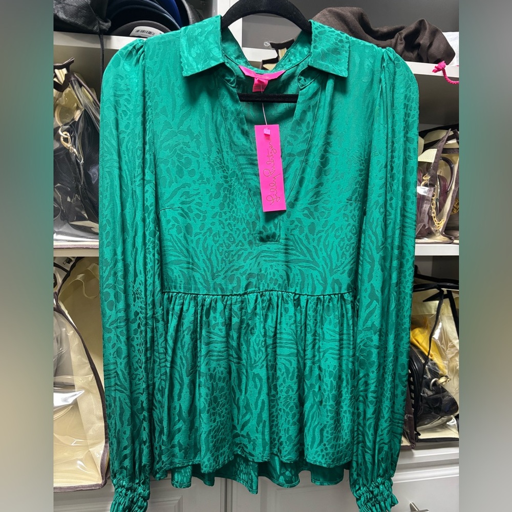 NWT Lily Pulitzer Jaylene long sleeve jacquard blouse size 4